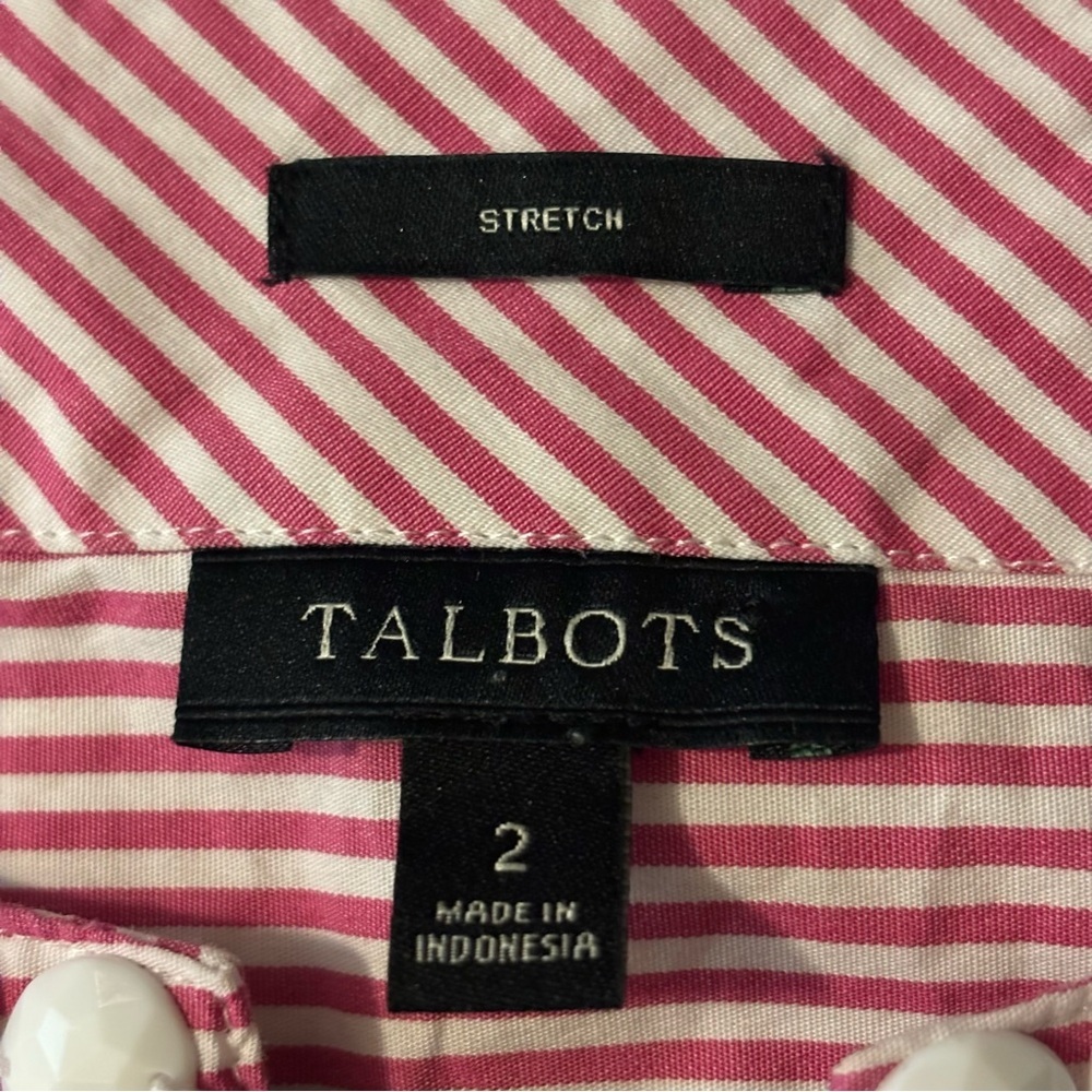 ❤️2/$15 or 3/$21❤️ Talbots Striped Sleeveless Top w/Beading, Size 2 - Picture 8 of 9